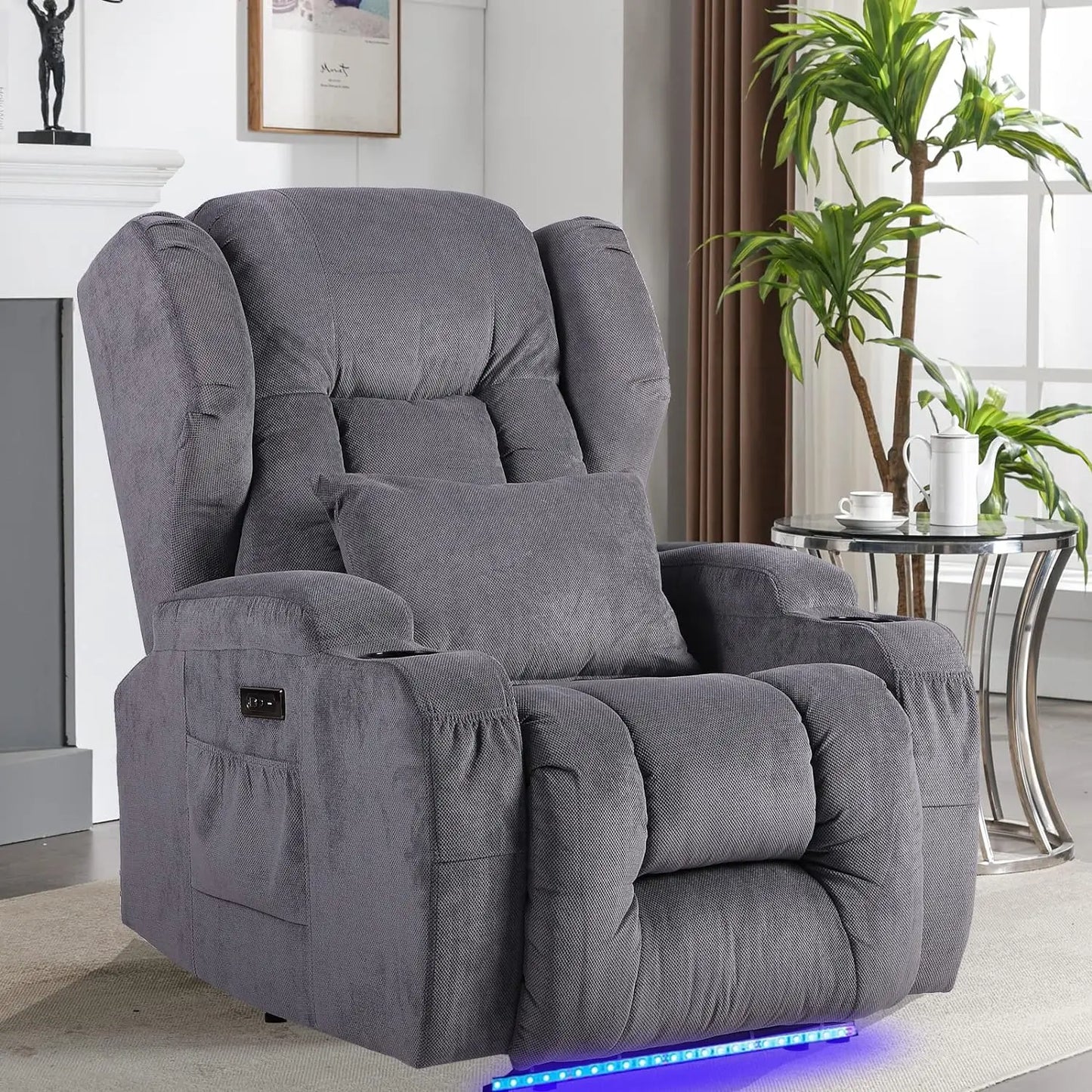 Recliner Chair with Massage&Heating,Sleeper Chair Sofa Electric Recliners Home Theater Seat for Living Room with Remote Control