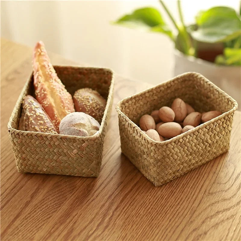 Wicker Weave Storage Basket for Kitchen Fruit Dish Food Bread Sundries organizer Rattan Picnic Container Storage Case mx9191743