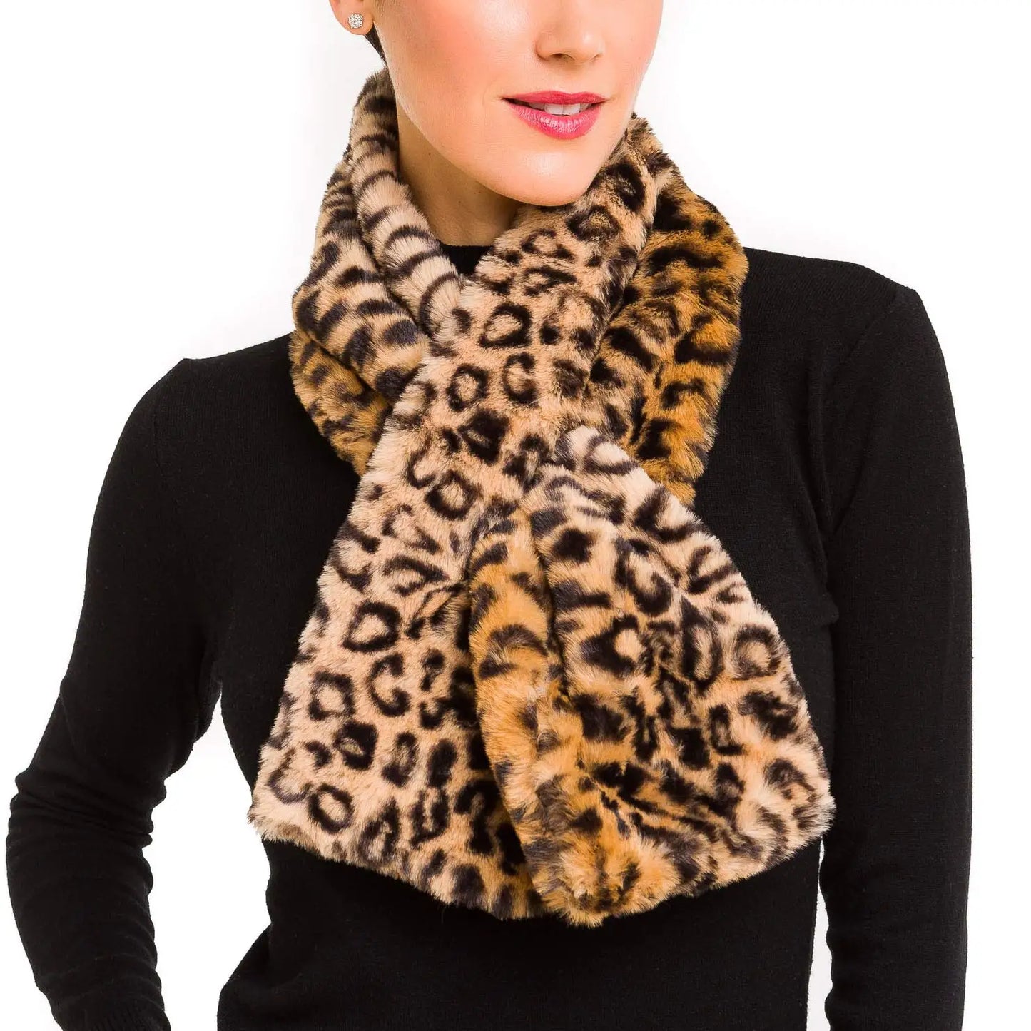 Fur Collar Scarf for Women Faux Fur Leopard Scarves Neck Shrug for Fall Winter Coat Dress