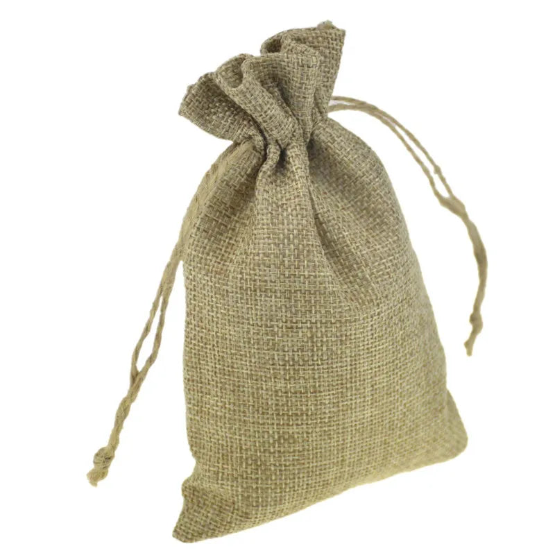 1PC 7Sizes Linen Jute Drawstring Pouch Cotton Christmas Halloween Gift bags Box Packages for Packaging Wedding Party Candy Bags