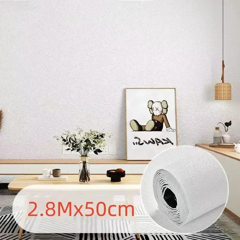 3D Anti-collision Soft Wall Sticker Sponge Self-adhesive Wallpaper Wall Sticker Waterproof Thermal Insulation Foam Wall Sticker