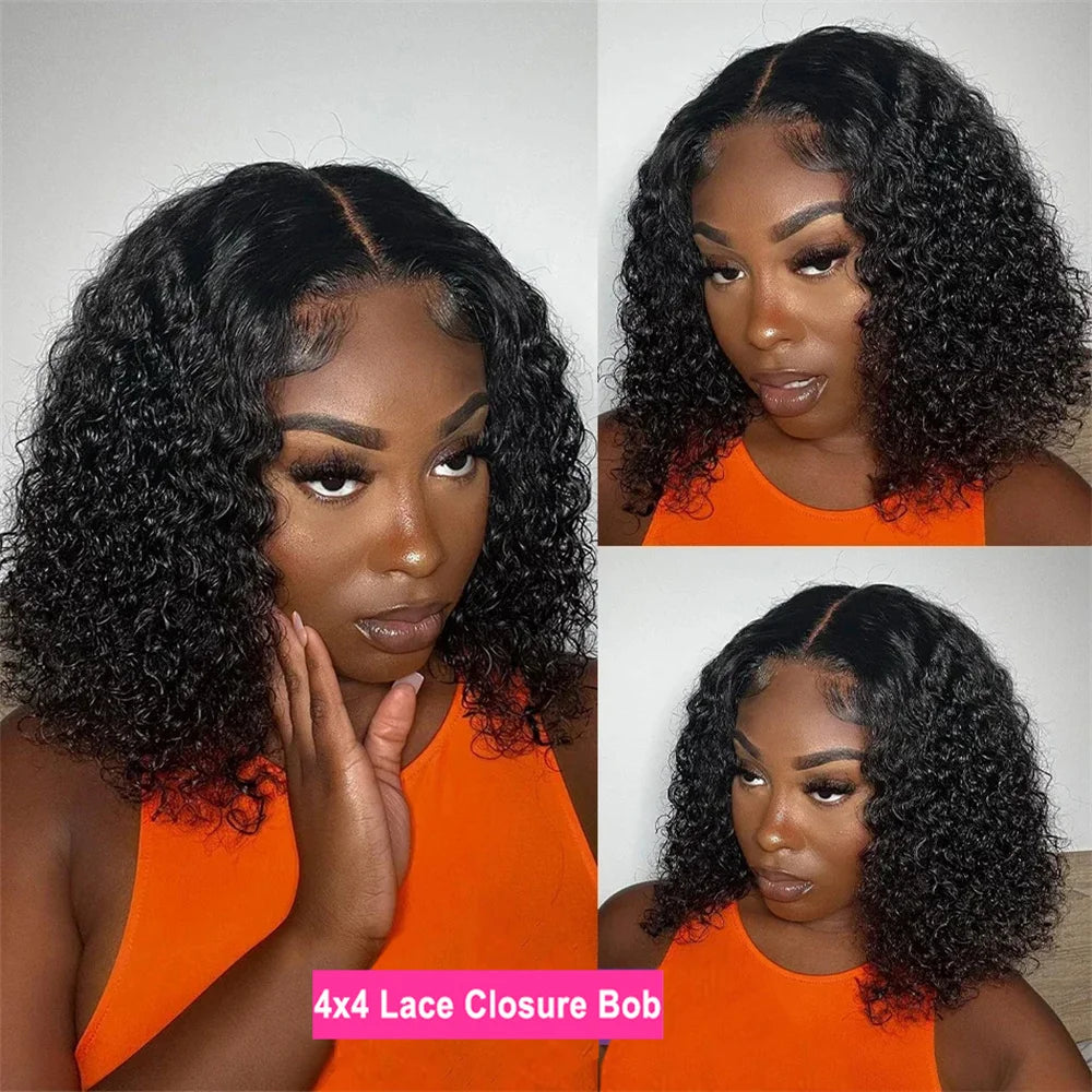 Human Hair Lace Wigs HD Transparent Water Wave Short Curly Bob Wig 13x4 Lace Frotal Wig Cranberry Hair 4x4 Lace Closure Wig