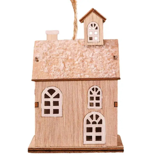 Christmas Village House Wooden Christmas Scene Ornament Decorative Glowing Miniature House Holiday Seasonal Decor Christmas Home