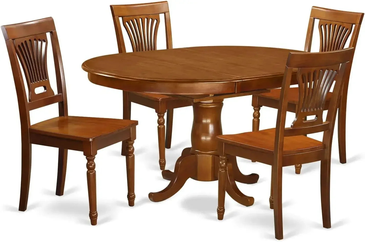 Dining Room Furniture Set 7 Piece Consist of an Oval Kitchen Table with Butterfly Leaf and 6 Linen Fabric Upholstered Chairs