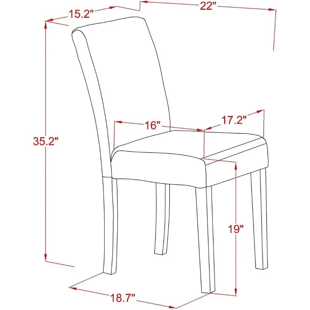 9 Piece Dining Room Furniture Set Includes a Rectangle Wooden Table with Butterfly Leaf and 8 Shitake Linen Fabric Parson Chairs