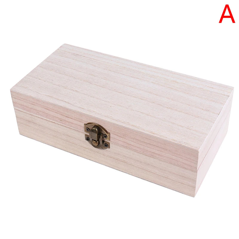 1Pc Retro Jewelry Box Desktop Natural Wood Clamshell Storage Decoration Wooden Home Storage Organization Storage Boxes