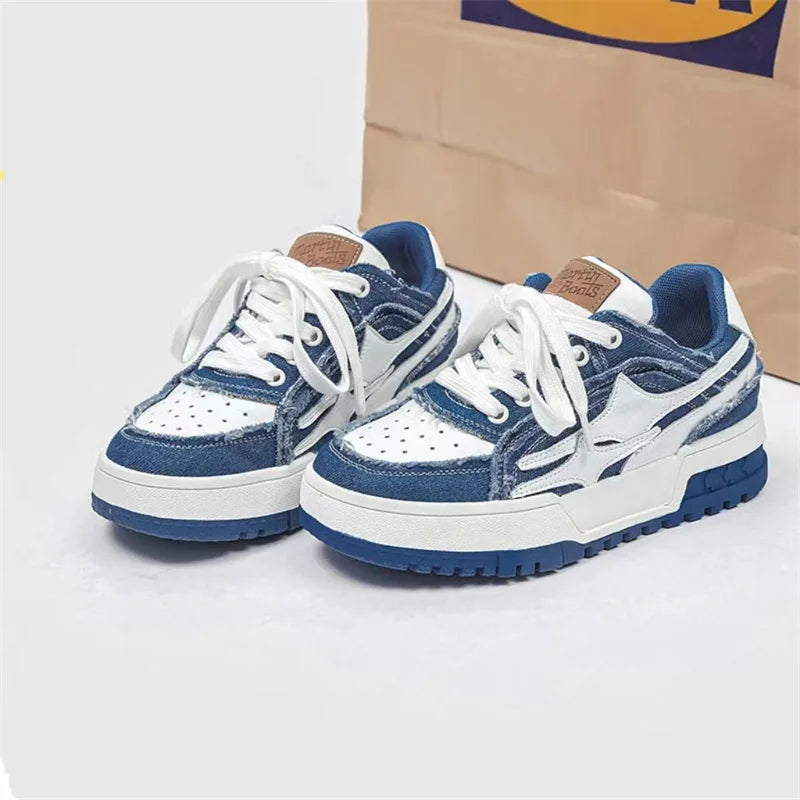 Leather Shoes 2024 Autumn and Winter New Denim Lightweight and Comfortable Women's Shoes Versatile Sports and Leisure Shoes