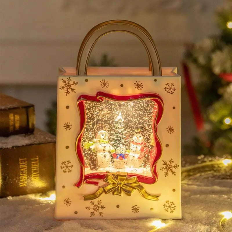 Christmas Snow Globe Lights Musical Lighted Snow Globe Lantern Battery Powered Night Light Handbag Electric Snow Globe Santa