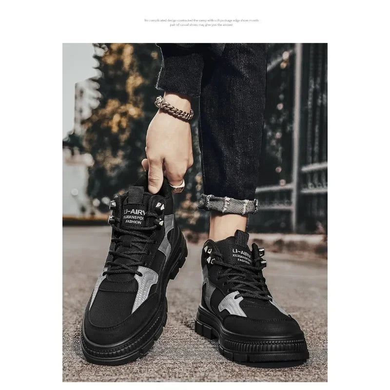 Mens Boots Casual Shoes Winter Leather Designer Luxury Ankle Platform ChelseaCowboy  Work Safety Sneakers