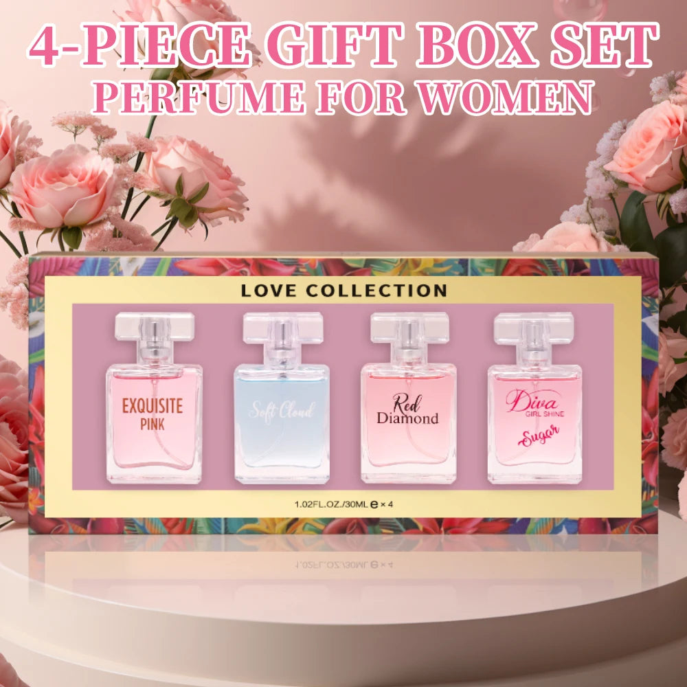 Women's Love Collection Fragrance Set Eau De Parfum Spray 4-Piece Gift Set Long Lasting 1.02 Fl Oz per Bottle