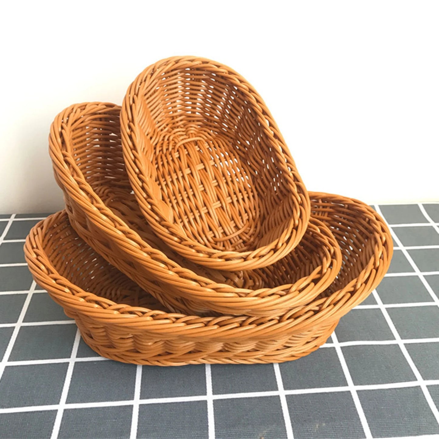 Simulation Hand Woven Rattan Basket Kitchen Supplies Food Serving Holders Suitable for Restaurant Vegetables CLH@8