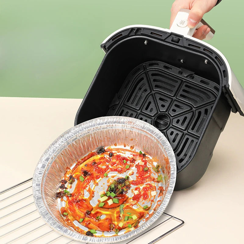 Air Fryer Specific Tin Foil,Household Heat Resistant Barbecue Circular Anti Stick Tin Foil Baking Tray,Oil and Dirt Prevention