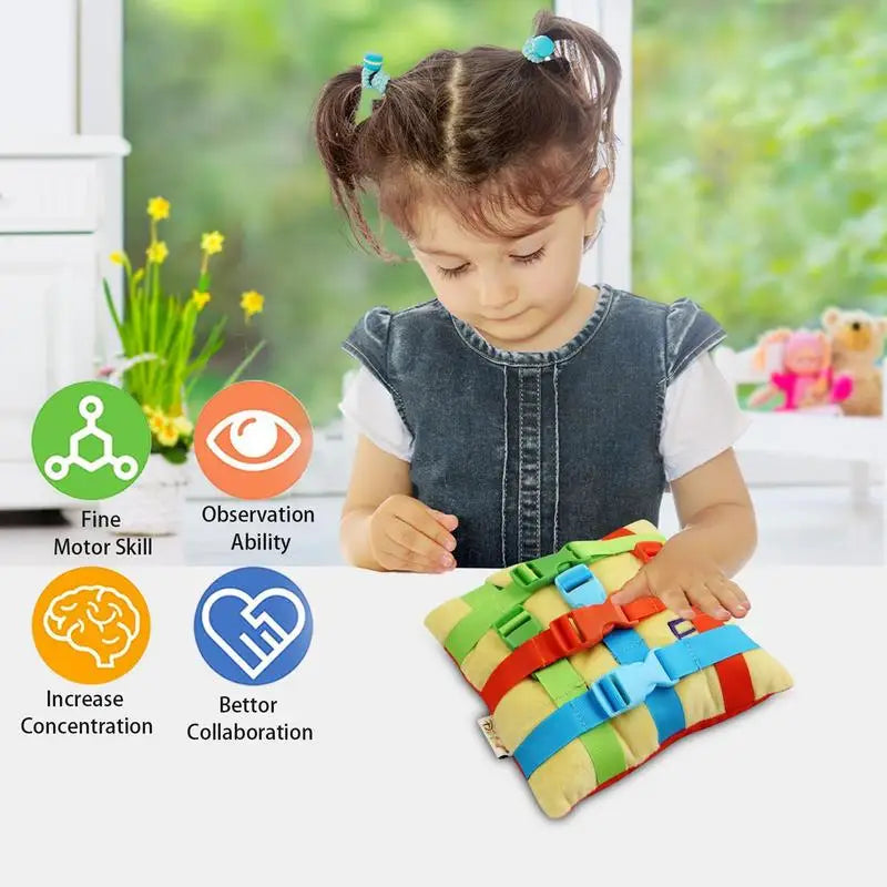 Montessori Baby Puzzle Buckle Dolls BusyBoard For Toddlers Kids Sensory Buckle Pillow Toy Activity Baby Learning Toys For Child