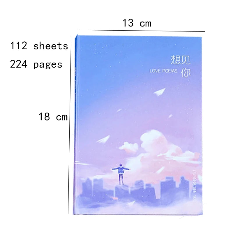 Full Color Page Notebook Beautiful Cute Diary 112 Sheets Student Hardcover Notepad