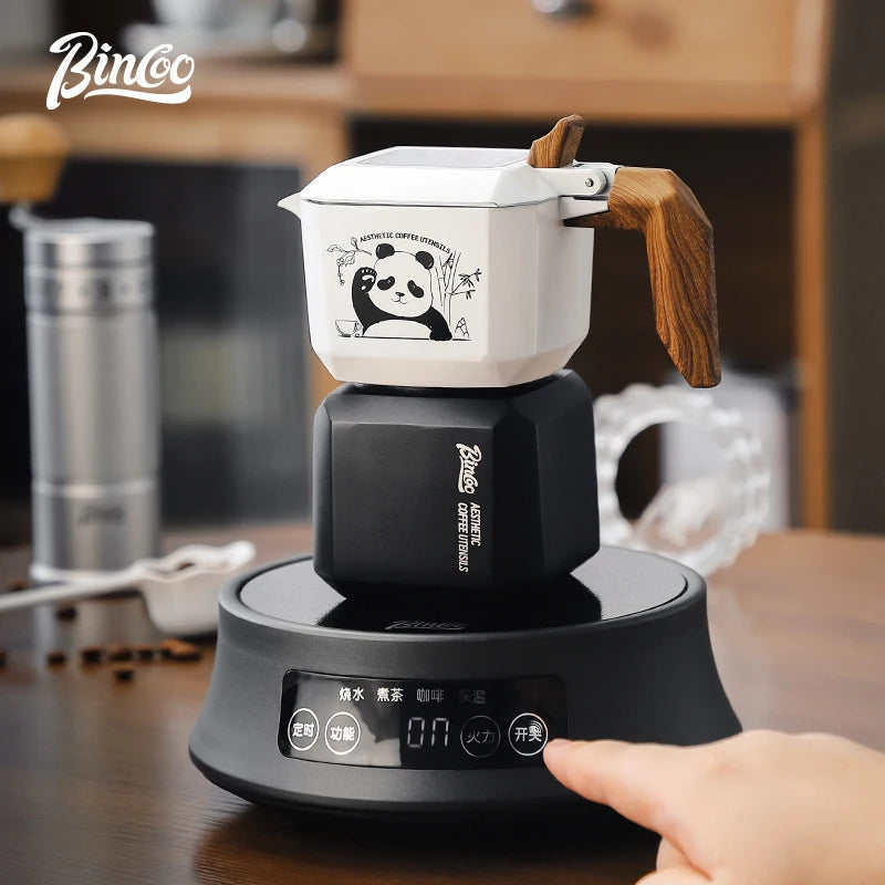 Bincoo Double Valve Moka Pot Household Coffee Pot Small Espresso High Temperature Extraction Coffee Liquid Pot Panda Pattern