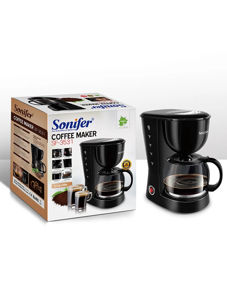 1.25L Electric Drip Coffee Maker 800W Household Coffee Machine 6 Cup Tea Coffee Pot Milk Coffee Maker for Gift 220V Sonifer