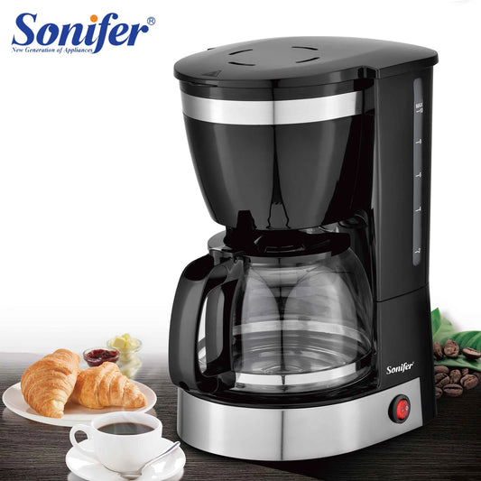 1.25L Electric Drip Coffee Maker 550W Household Coffee Machine 6 Cup Tea Coffee Pot Milk Coffee Maker for Gift 220V Sonifer