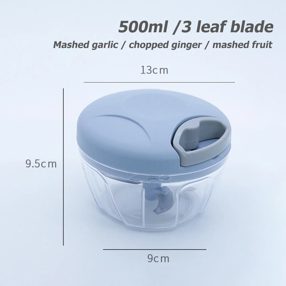 Kitchen Manual Garlic Press Manual Meat Mincer Garlic Chopper 500ml Multi-function Grinding Chopper Food Vegetables Cutter Tool