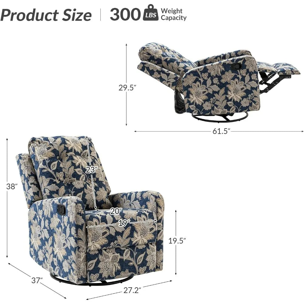 Recliner Chair Set of 2 Armchair Rocker Recliner Sofa Comfy Armchair 360 Degree Swivel Chairs for Living Room Armchairs Outdoor