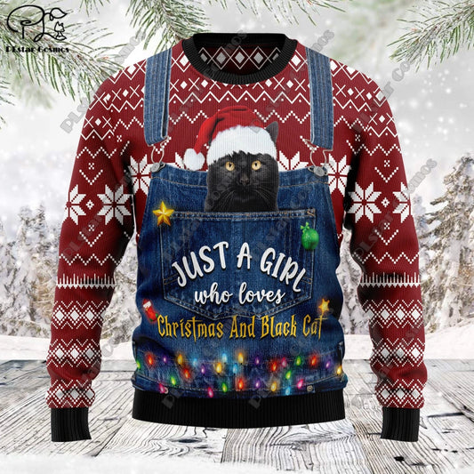 New 3D Printed Animal Custom Series Cute Christmas Pattern Ugly Sweater Street Casual Winter Sweatshirt S-12