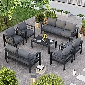 Aluminum Patio Furniture Set,10 Piece Outdoor Furniture Set, Patio Furniture Set with Waterproof Covers for Backyard Garden