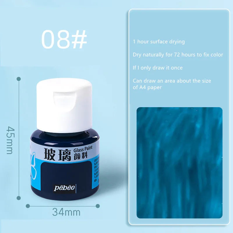 Waterproof Glass Paint 20ml Transparent Sun-Resistant Glass Acrylic Paints For Painting Aquarela Art Supplies