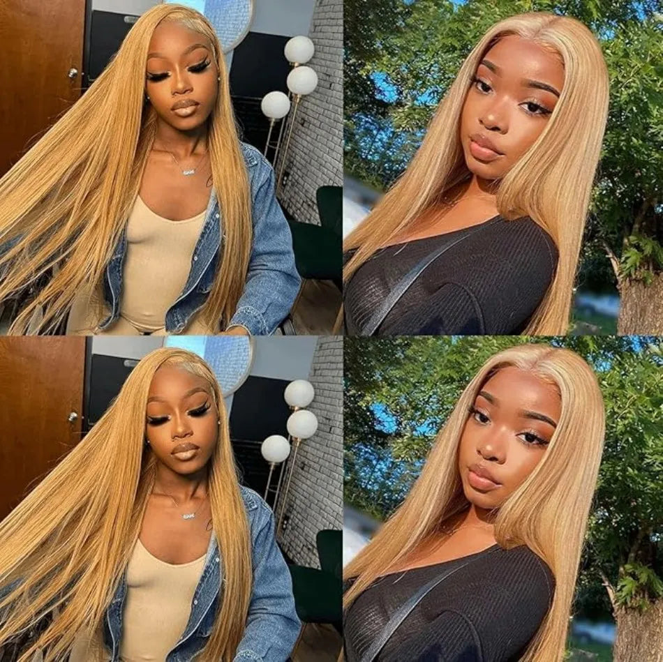 27 Honey Blonde Wig Human Hair 13x6 Hd Lace Frontal Wig 200 Density 13x4 Hd Transparent Preplucked Straight Human Hair Wigs