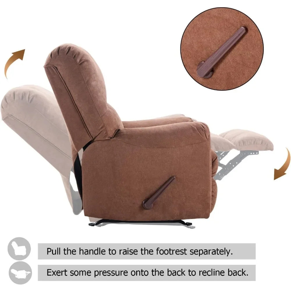 Rocker Recliner Chair for Adults,Manual Recliner Chair with Overstuffed Backrest and Armrests,for Living Room,Living Room Chairs