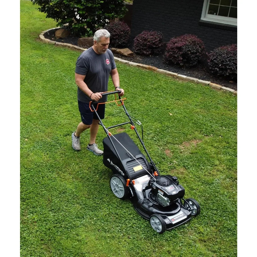 Self Propelled Lawn Mower,Briggs & Stratton 150cc Gas Engine 22-inch Steel Deck 3-in-1 Mulch, Bag, Side Discharge,Gas Lawn Mower