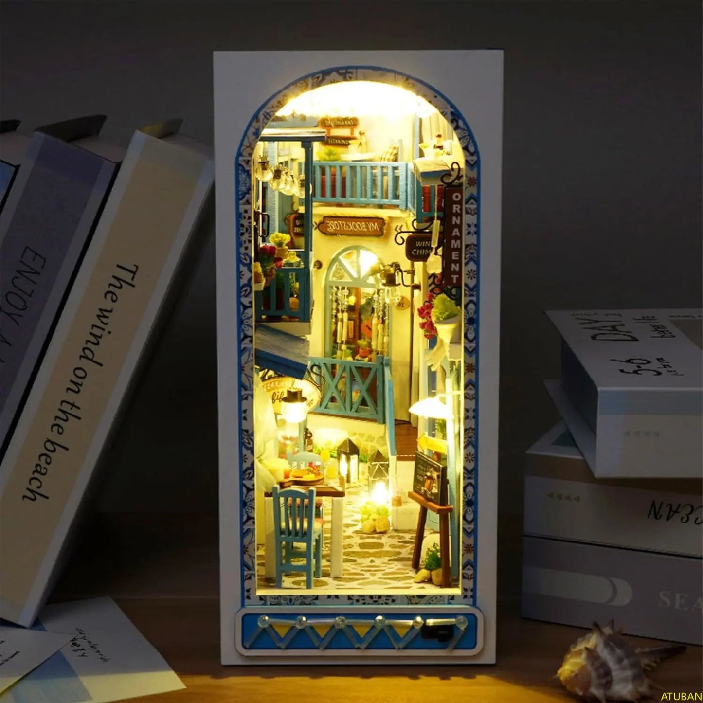 DIY Book Nook Kit, 3D Wooden Puzzle, Decorative Bookend, Model Building Set for Adults and Teens, Gift for Book Lovers