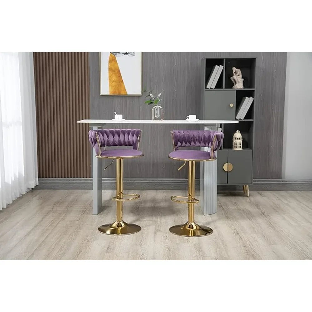 Swivel Velvet Bar Stools, Adjustable Counter Height Barstools Modern Counter Stools Chairs Set of 4 Suitable for living rooms