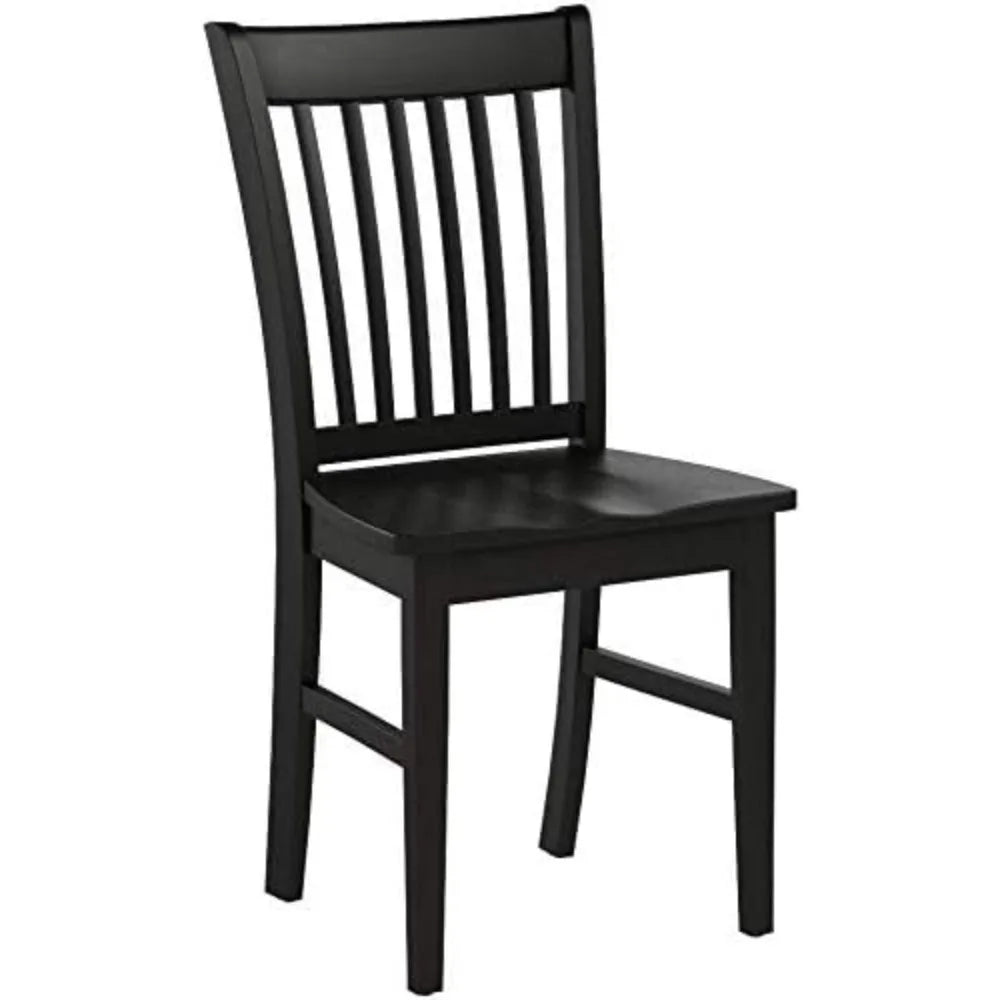 Set of 2 Slat Back Wood Seat Kitchen Chairs,Black striped back Suitable for living room and dining room, free shipping