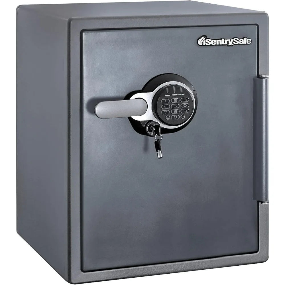 Fireproof and Waterproof Gray Steel Home Safe with Digital Keypad Lock, Floor Safe with Interior Lighting Secures Money,Document