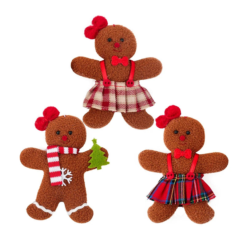 3PCS/Set Christmas Decoration Gingerbread Man Doll Xmas Tree Hanging Ornament Garden Party Home New Year 2024 Children Gifts