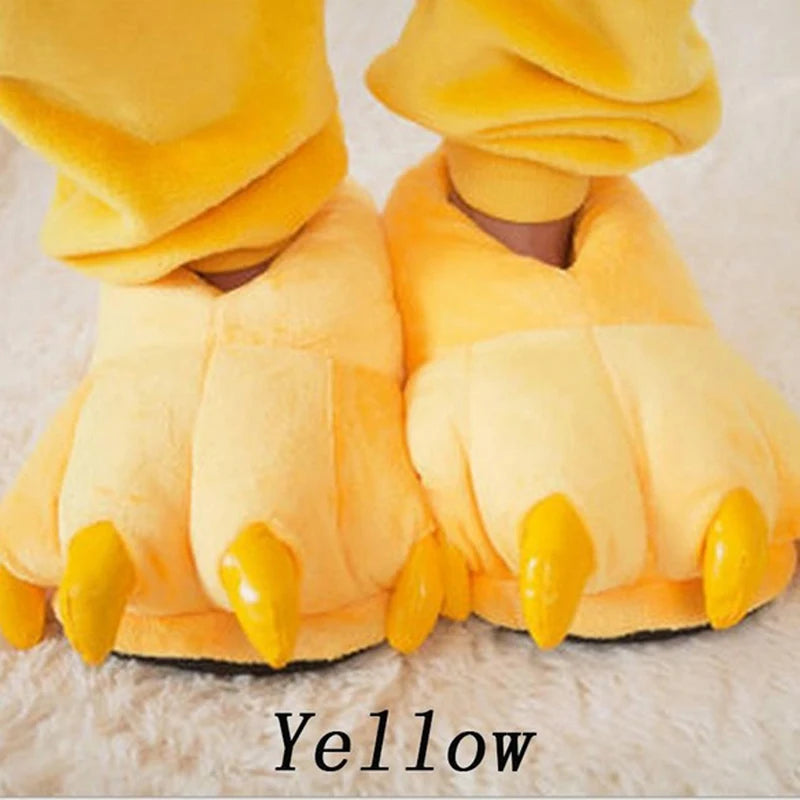 Winter Warm Soft Indoor Floor Slippers Women Men Shoes Paw Funny Animal Christmas Monster Dinosaur Claw Plush Home