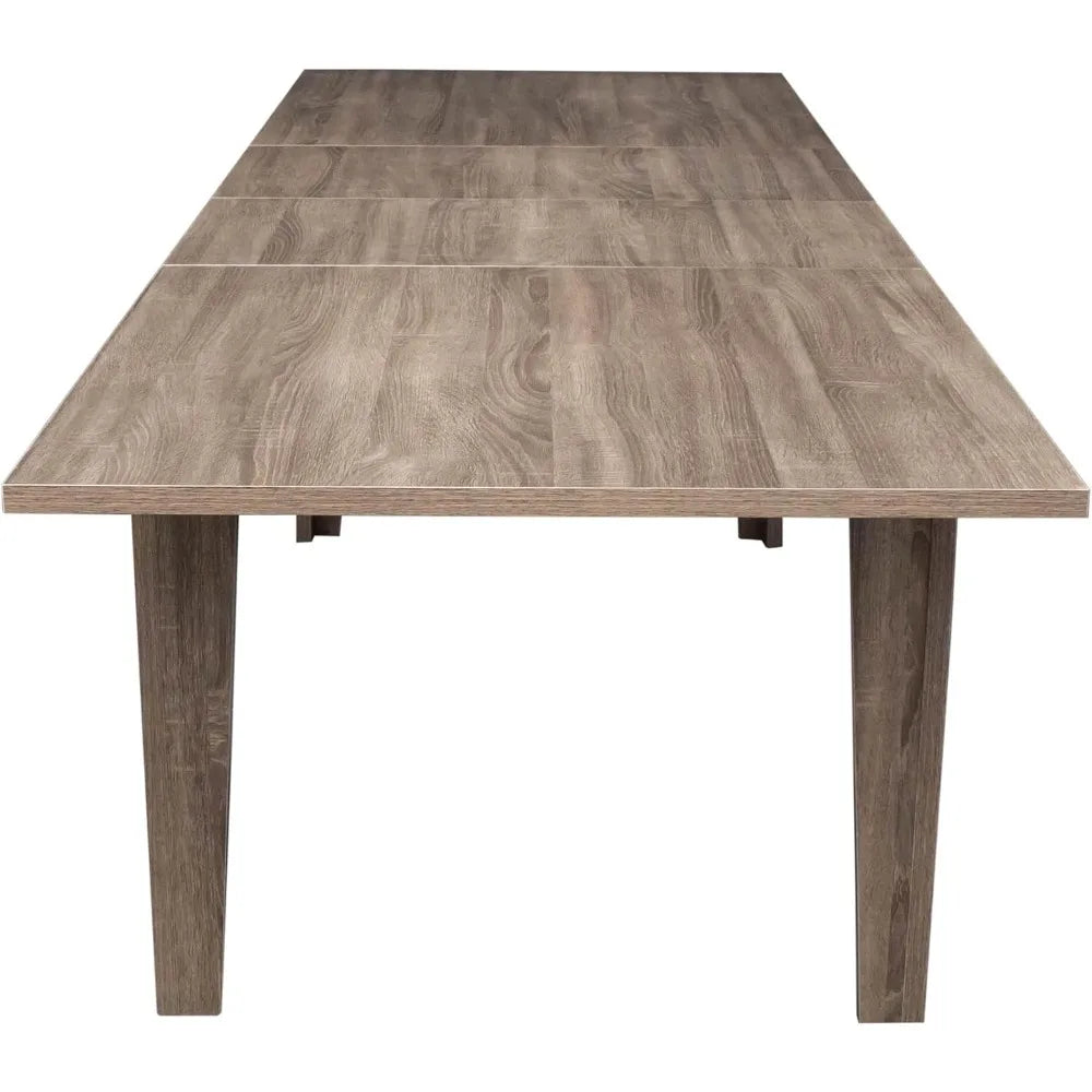 Wood Expandable Dining Table, Modern Extendable Dining Room Table Large Rectangle Dining Table with Leaf Extension