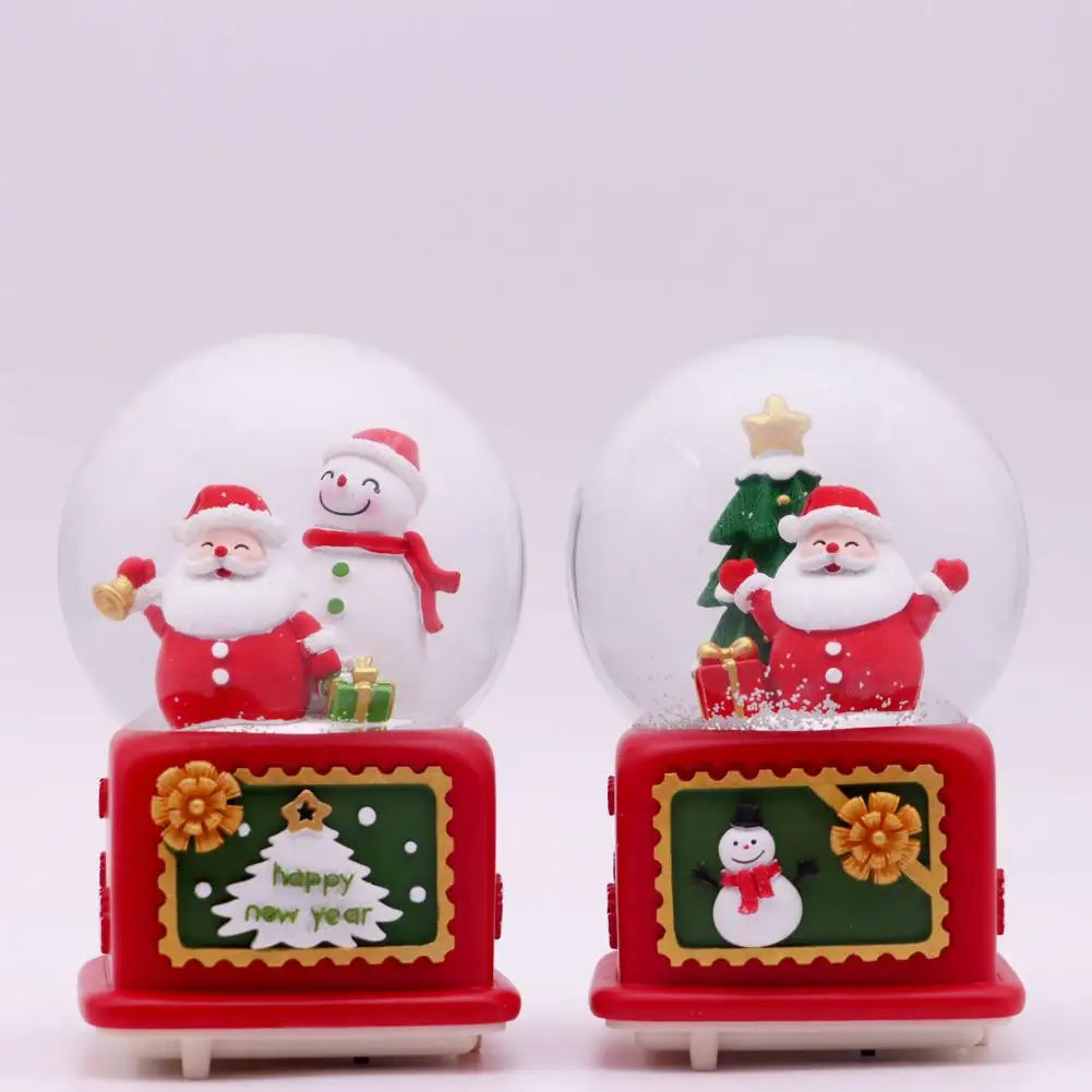 Christmas Snow Globe Realistic Shape Glowing Crafts Music Snow Globe Santa Claus Statue Music Snow Globe Ornament