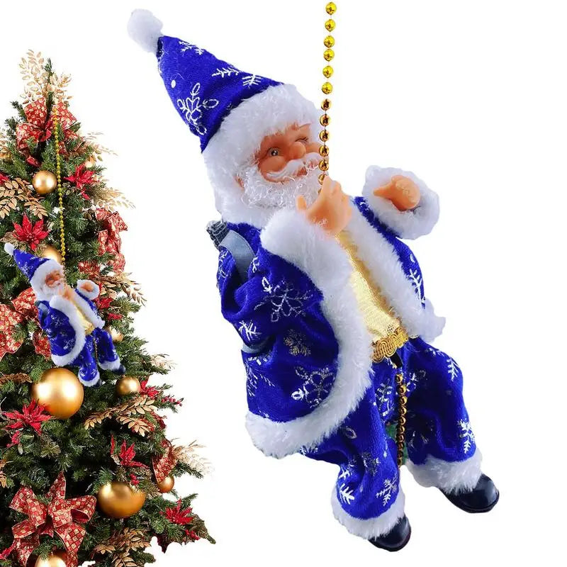 Santa Claus Climbing Decor Climbing Bead Curtain Electric Santa Claus With Rope Christmas Santa Seasonal Party Decorations