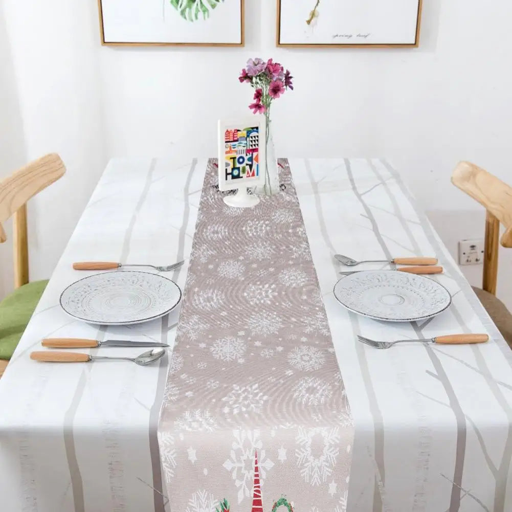 Christmas Table Runner Holiday Table Runner Festive Snowflake Gnome Print Table Runner Durable Exquisite Christmas for Home