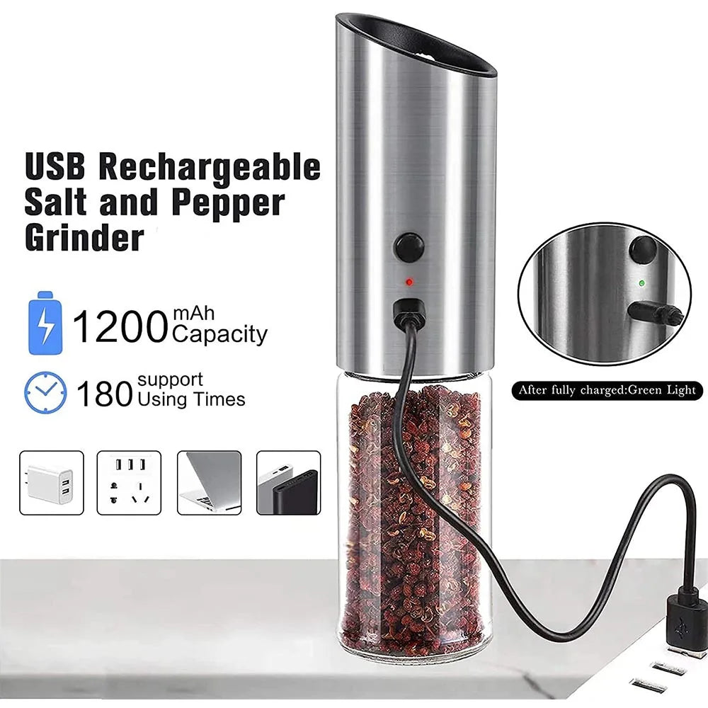 Portable Electric Pepper Grinder, USB Rechargeable Home Blenders, Professional Adjustable Coffee Beans Grinding for Kitchen