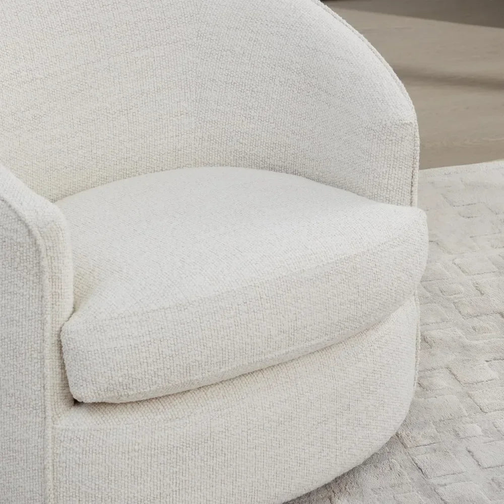 Swivel Barrel Chair, Modern Comfy Boucle Accent Chair for Living Room,  Sunlight Reading Lounge Cream，Living Room Chairs