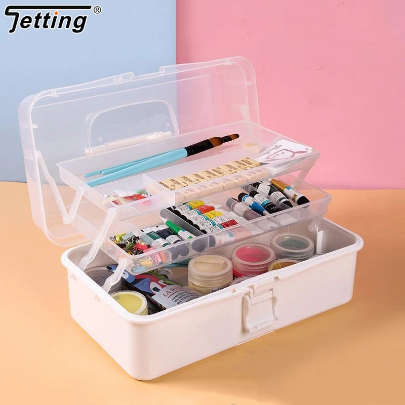 1Pcs 3 Layers Large Capacity Storage Box Foldable Multifunctional Plastic Portable Makeup Hairpin Organizer Nail Art Jewelry Box