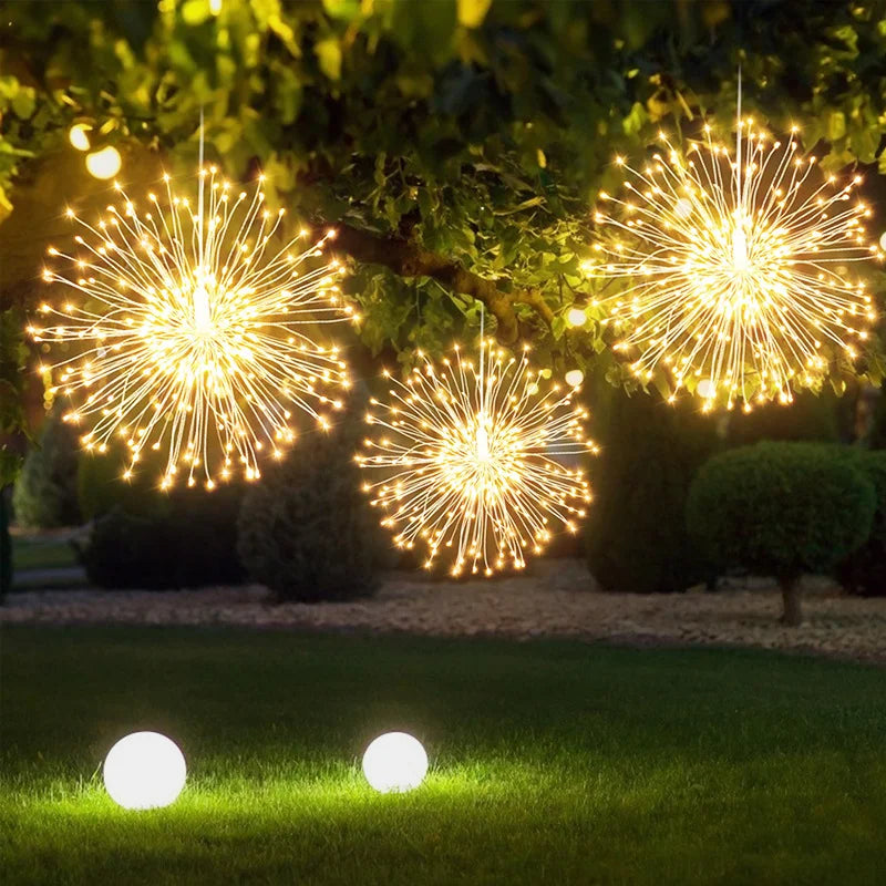 180 LED Firework String Lights Outdoor Remote Control Hanging Dandelion Fairy Light Waterproof Festival Decoration Lamps Lights