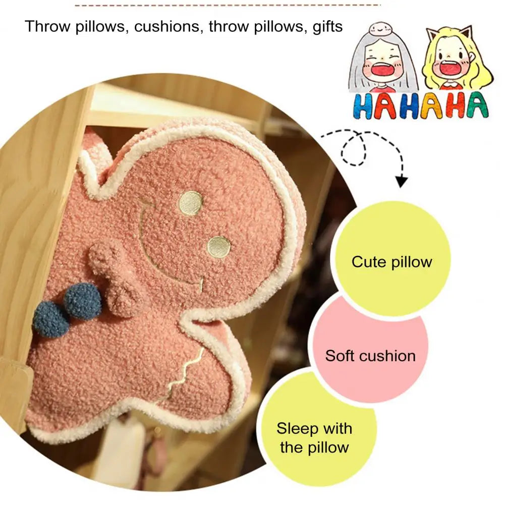 Plush Toys Christmas Gingerbread Man Plush Doll Throw Pillow Set Fun Holiday Decorative Waist Pillow Pendant for Kids for Home