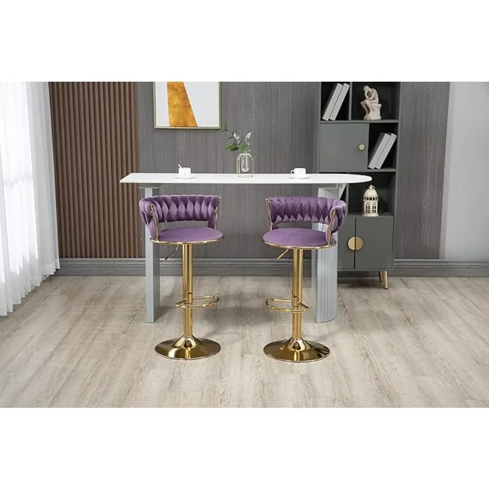 Swivel Velvet Bar Stools, Adjustable Counter Height Barstools Modern Counter Stools Chairs Set of 4 Suitable for living rooms