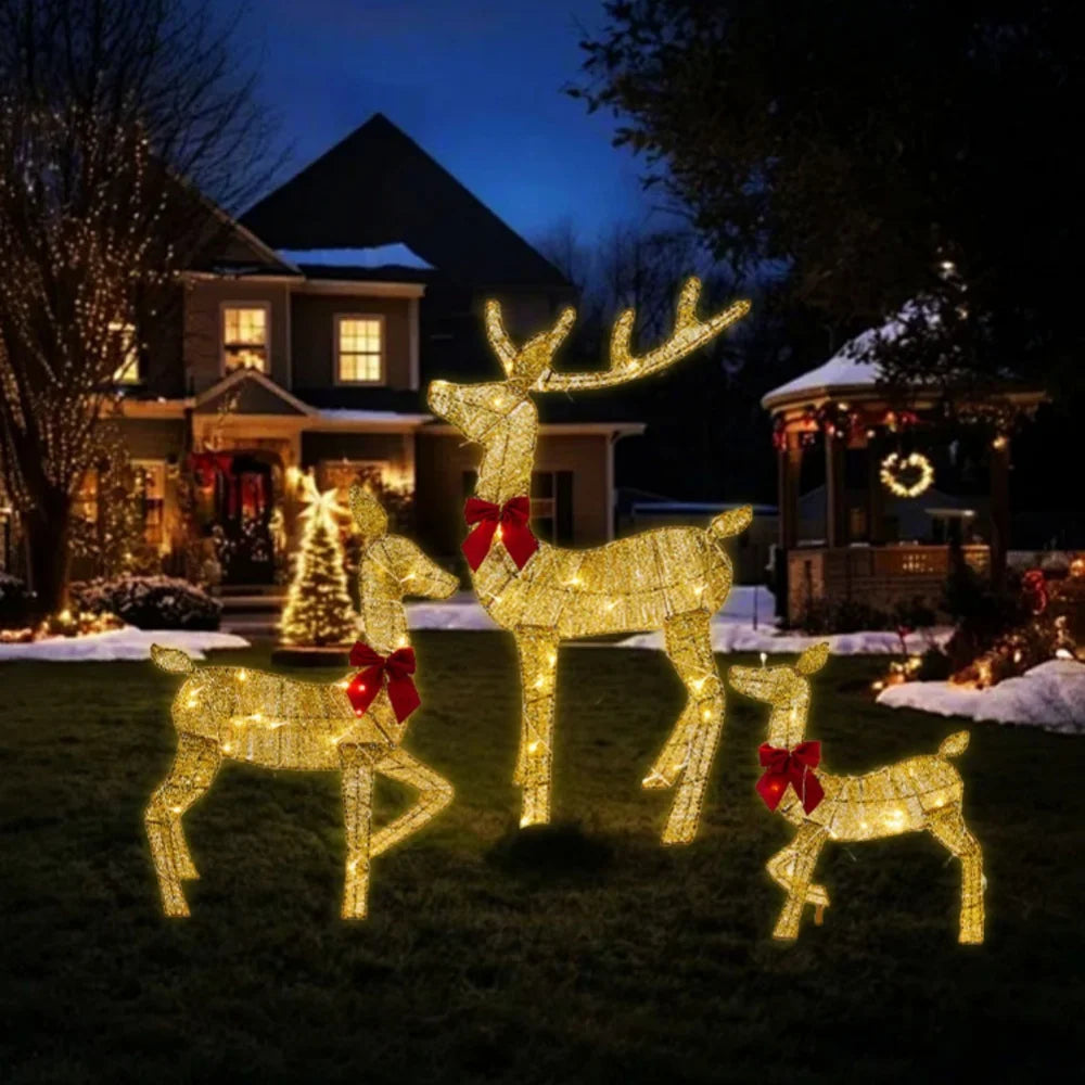 Lighted Christmas Reindeer Water Resistant Light Up Decoration For Garden Glowing Reindeer Outdoor Yard Ornament New Year 2025