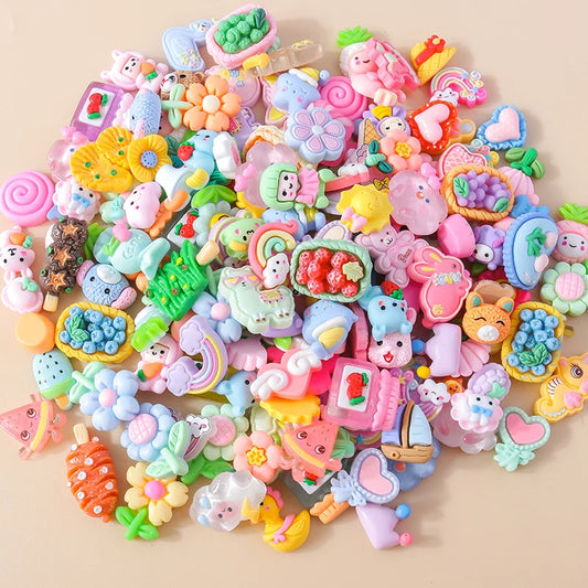 Leslie Random 10/20/30pcs Mixed Resin Food Flower Animal Nail Art Phone Case Hairpin Fridge Handmade DIY Charms Accessory