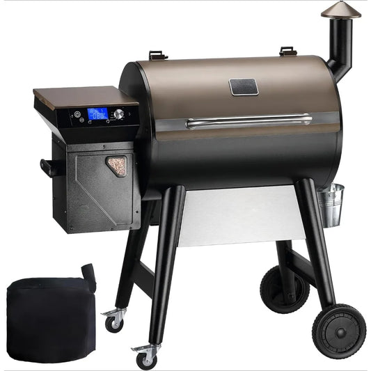 Wood Pellet Grill Smoker,with PID 2.0 Controller, 700 Cooking Area, Meat Probes, Rain Cover for Outdoor BBQ,7002C,Barbecue Grill