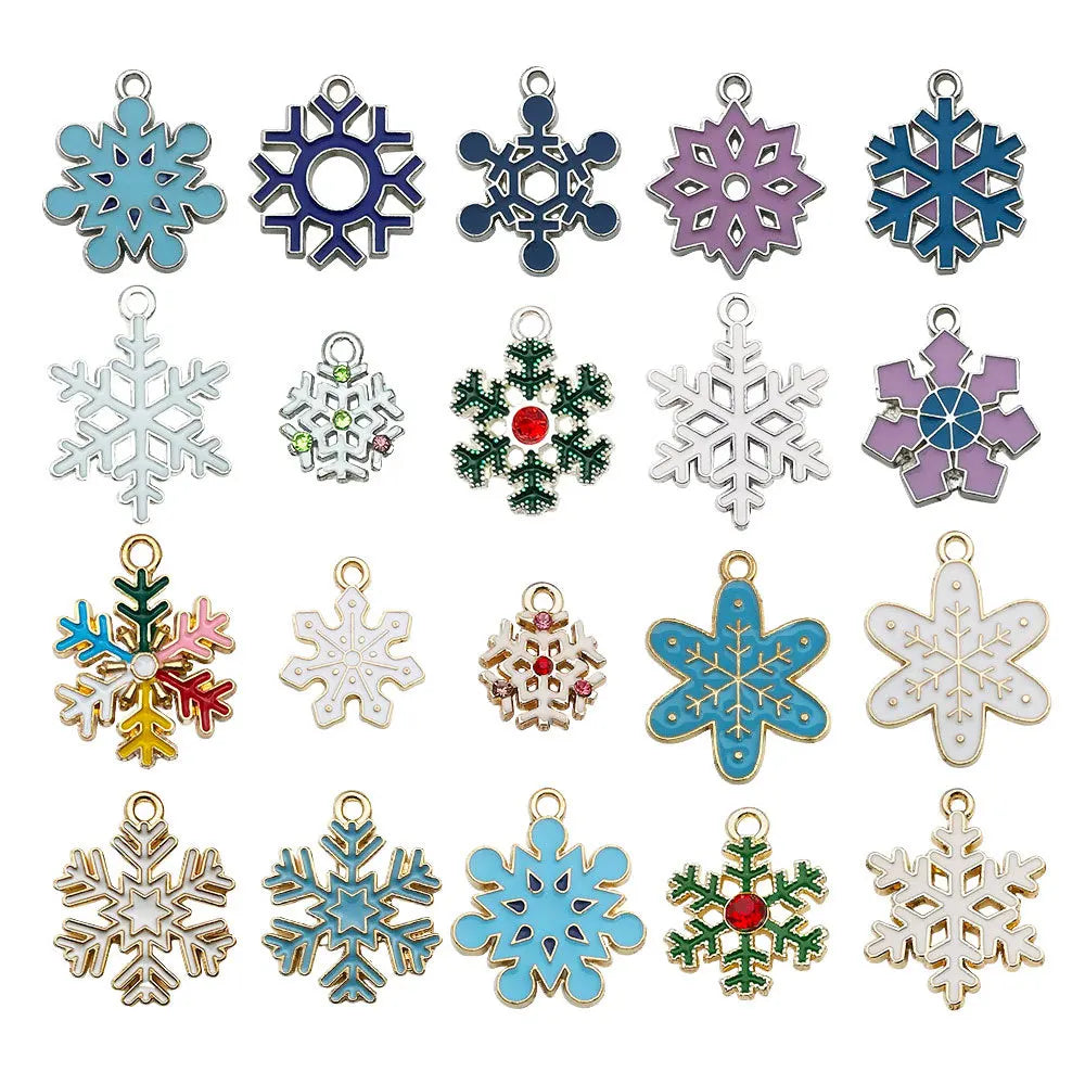 20Pcs/Lot Metal Random Mix Enamel Christmas Pendant For DIY Earring Bracelet Necklace Jewelry Making Supplies Accessories Crafts