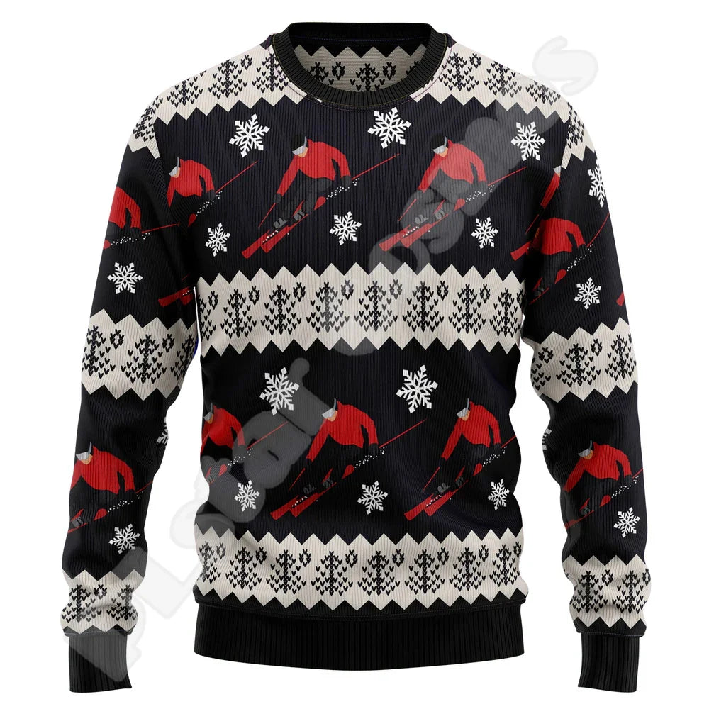 Christmas Knitted Sweater Graffiti Tattoo Retro Vintage Sweatshirts 3DPrint Unisex Pullover Harajuku Casual Funny Long Sleeve X8